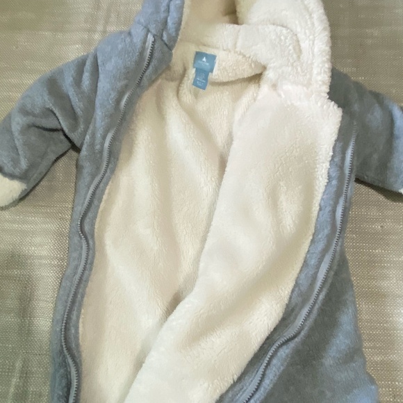 Gap Baby 3-6 mths Light Heather Grey Sherpa Lined Fleece Bundler-3-6 mths - Picture 5 of 13